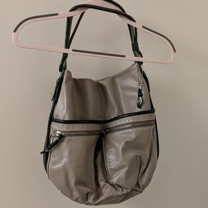 Olivia Harris slouchy hobo bucket leather handbag